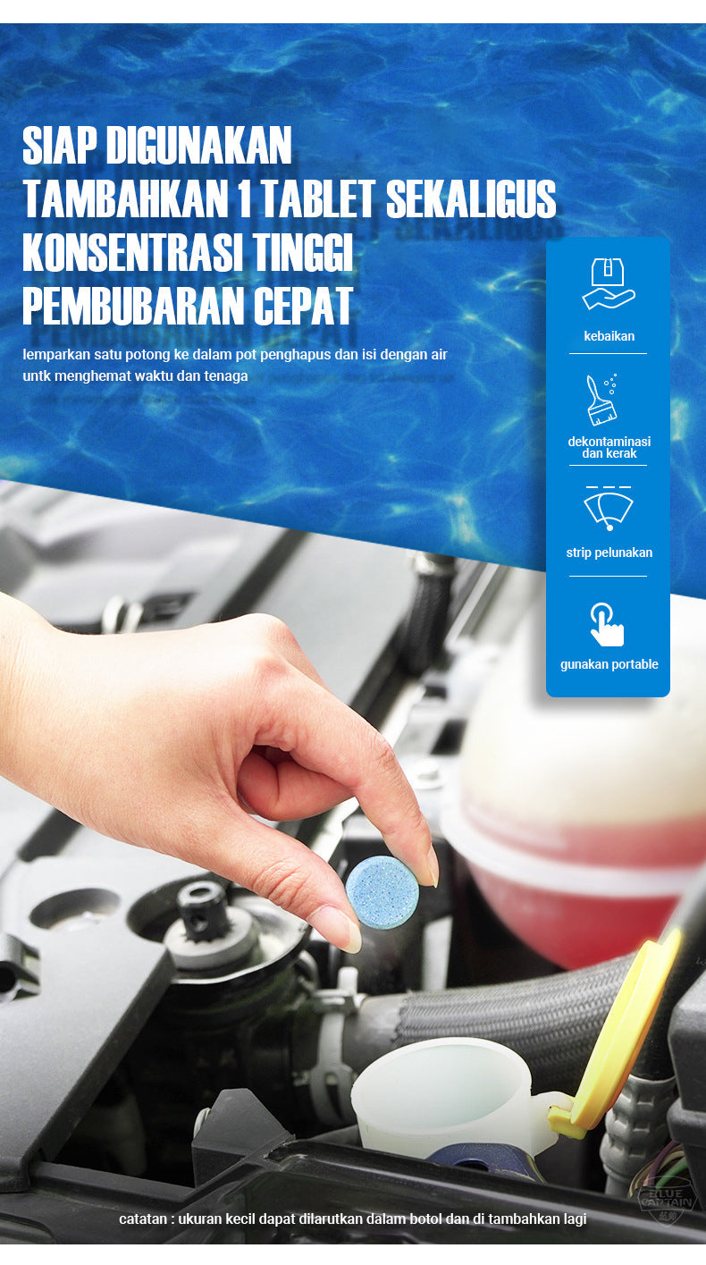 10 st vindrutespolare för bil koncentrerade rena brustabletter