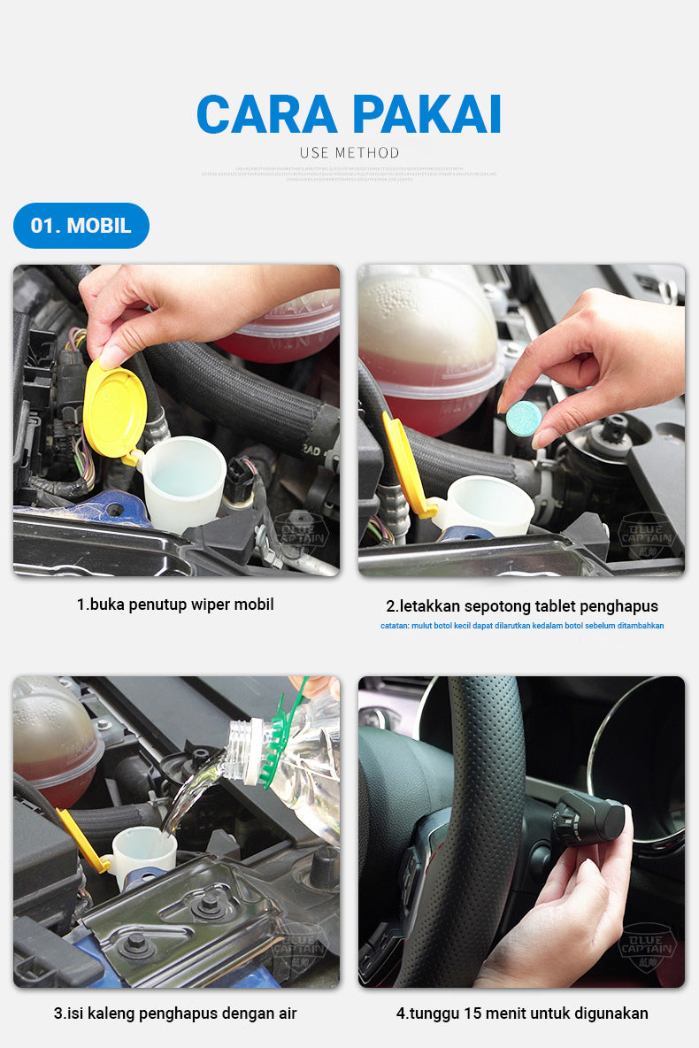 10 st vindrutespolare för bil koncentrerade rena brustabletter